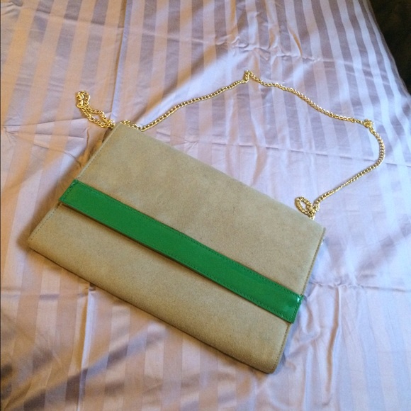 Tan and green Clutch from h&m