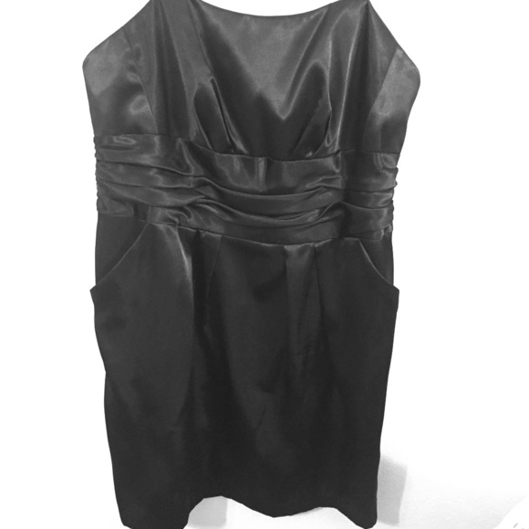 Black Satin pocket dress