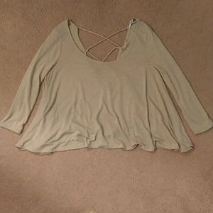 Beige Lace Up Back Top