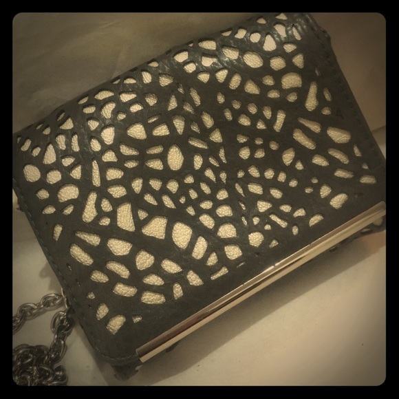 Leather chain cross body clutch cut outs - Picture 1 of 4