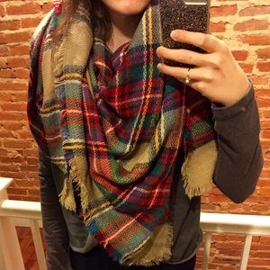 Gorgeous cozy plaid blanket scarf