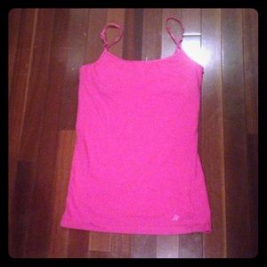 Pink tank top.