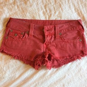 Red true religion Joey cut offs