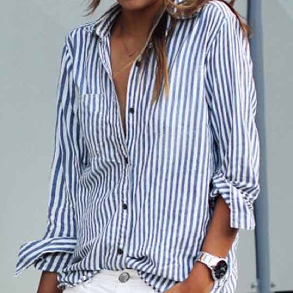 Casual striped long sleeved blouse