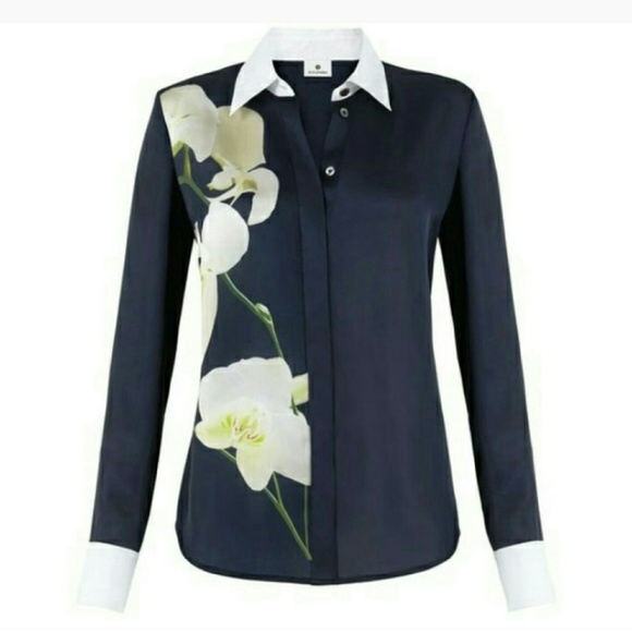 Gorgeous navy blue silk shirt