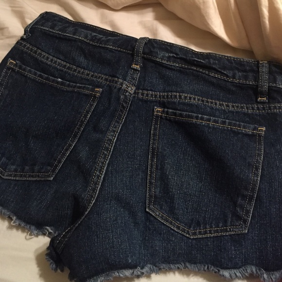 High waisted dark blue jean shorts - Picture 2 of 2