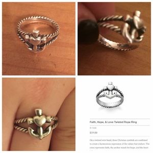 James Avery Faith, Hope, Love twisted rope ring