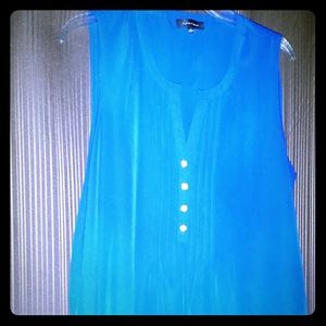 Navy blue flow blouse with gold buttons