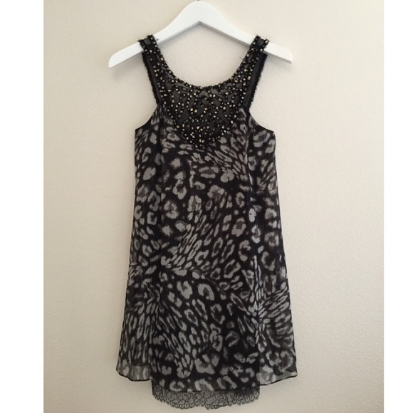 bcbg max azria embellished crepe shift dress