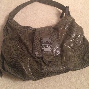 Croco printed suede purse