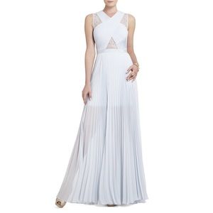 BCBG Long Pleated Cocktail Formal Dress Cala