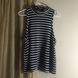 Striped high neck shirt