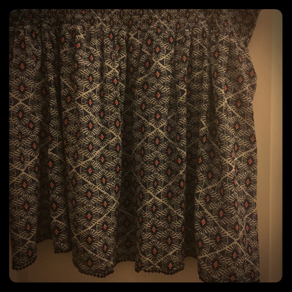 Blue and Red Patterned Skirt