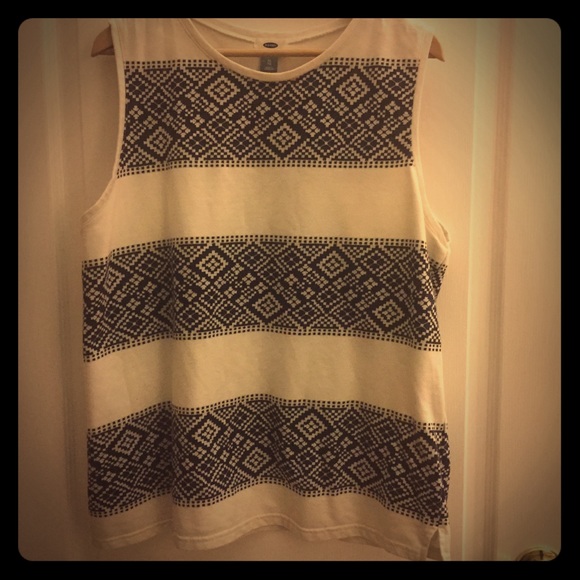 Navy and Off White Sleeveless Tank