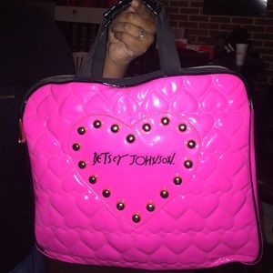Hot pink&blk Betsey Johnson laptop bag/brief case