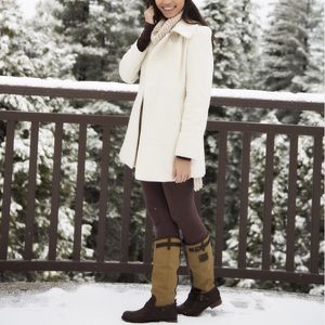 White Peacoat with Leopard Print Lining