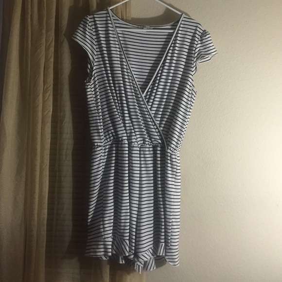 Striped shorts romper