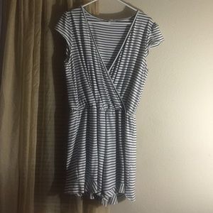 Striped shorts romper