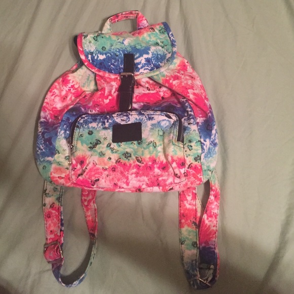 RARE, RAINBOW FLORAL MINI VICTORIA SECRET BOOKBAG