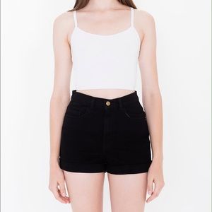 Black Scretch Bull Denim Shorts