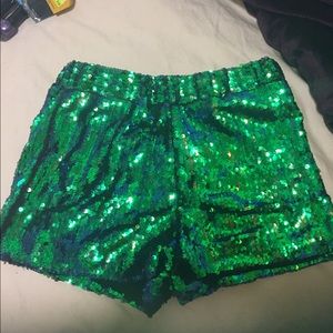 Green sequined  shorts