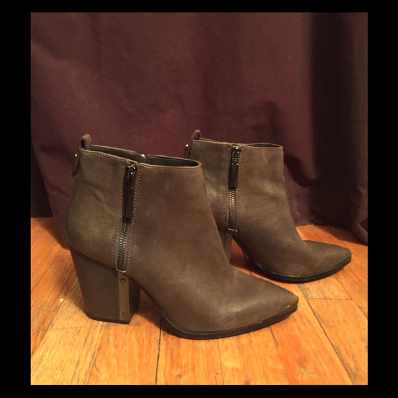 Vince Camuto Gray Leather Ankle Boots
