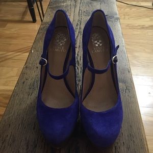 Vince Camuto Blue/brown suede contrast pumps