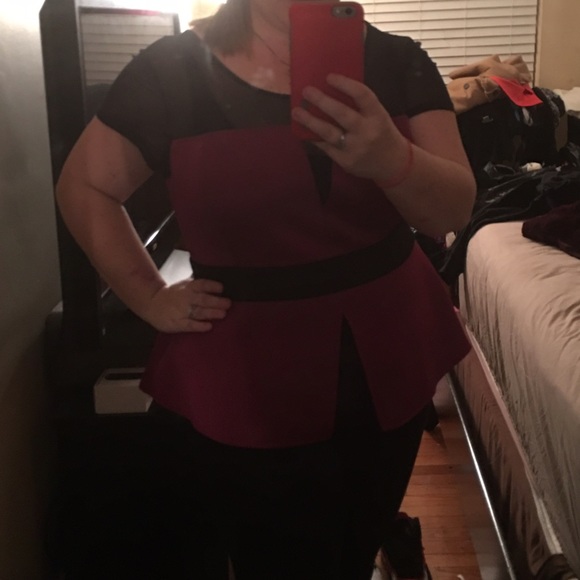 Purple & Black Peplum Blouse 💕 - Picture 3 of 3