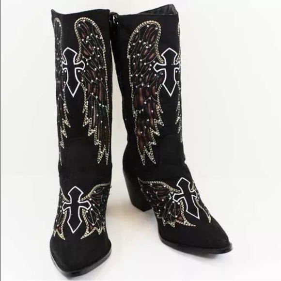 Montana West Rhinestone Wing Boots