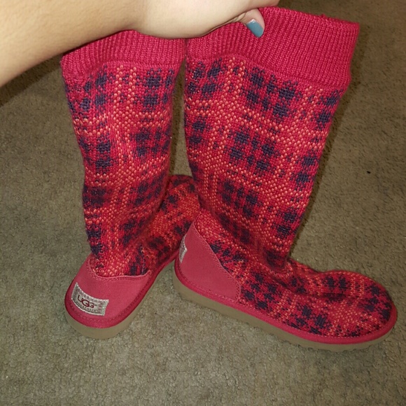 Red plaid Cardy UGGS worn twice.