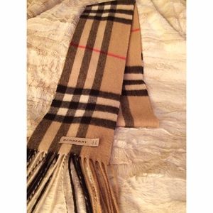 Burberry 100% Cashmere Camel Check Scarf