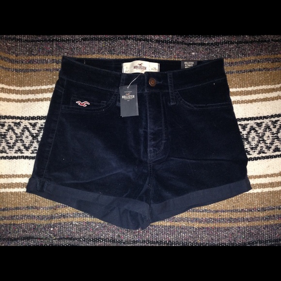 NWT dark navy blue velvet Hollister shorts