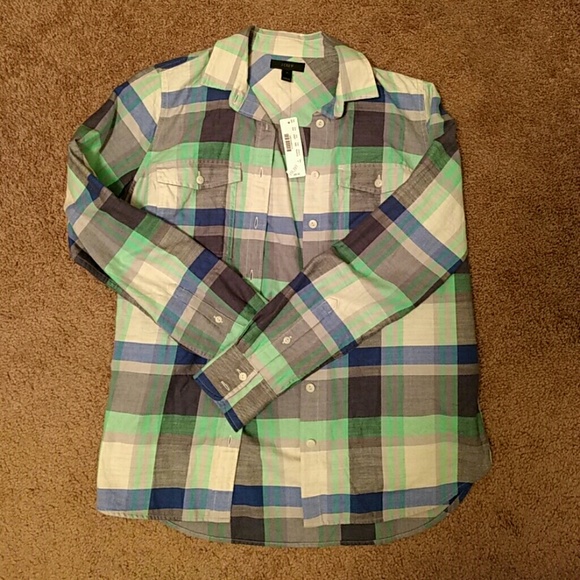 J Crew plaid button up, brand new with tags