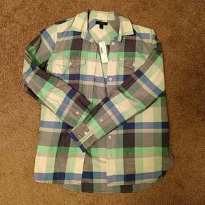 J Crew plaid button up, brand new with tags