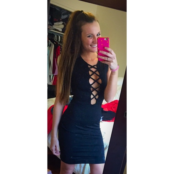 Nasty Gal Dresses & Skirts - LAST CHANCE!😍Black lace up bodycon dress!