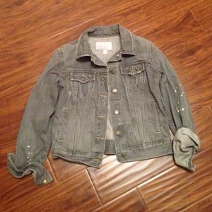 Distressed Old Navy Grey Denim Jacket. Size Medium