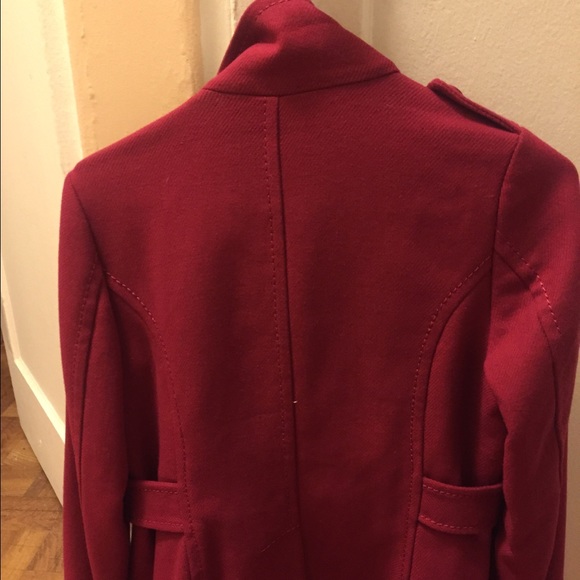 Magenta colored (pink) lightweight pea coat. - Picture 3 of 4