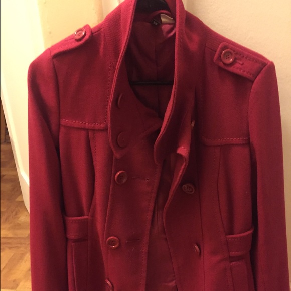 Magenta colored (pink) lightweight pea coat. - Picture 4 of 4