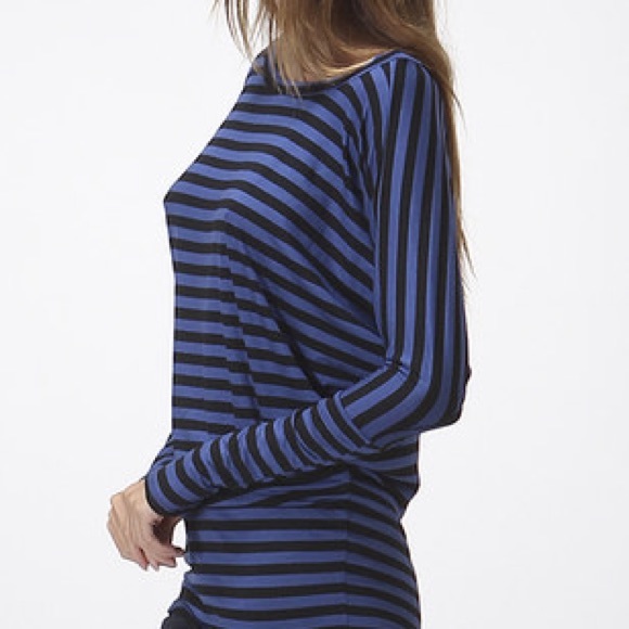 Black Blue striped dolman top