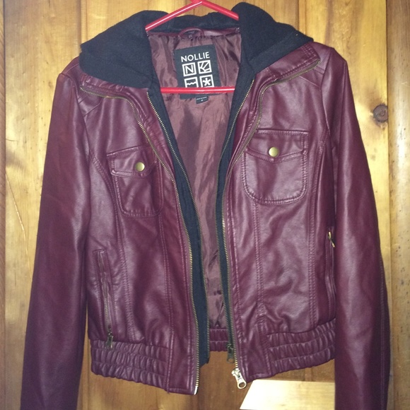 Pac sun hooded leather jacket