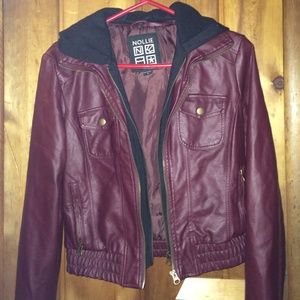 Pac sun hooded leather jacket