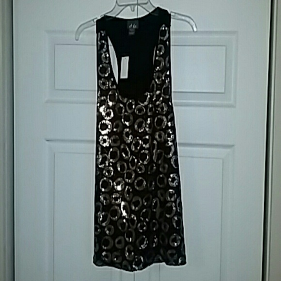 Gold/Copper & Black Sequin Dress Tank