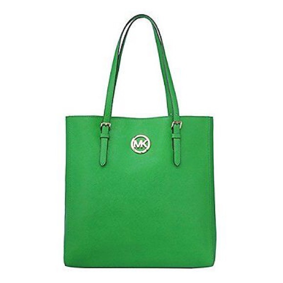 Michael Kors Saffiano Jet Set Tote Bag Palm Green
