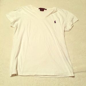 Classic White Polo V-Neck Tee