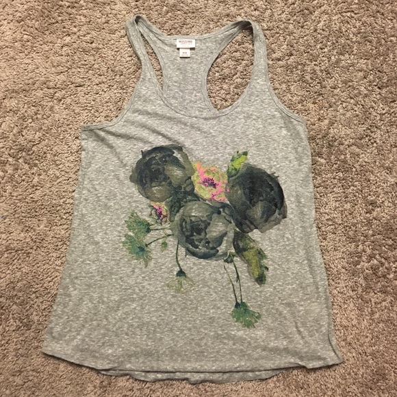 Mossimo Supply Co. Tops - Grey Halter Tank Top with Floral Design