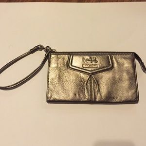 Leather Coach wristlet wallet