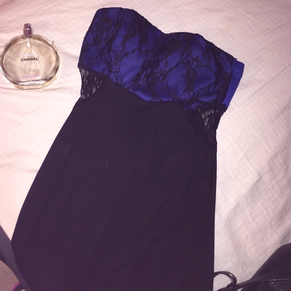 Black and blue mesh club dress