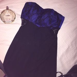 Black and blue mesh club dress