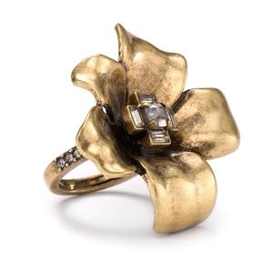 Marc Jacobs Glass & gold brass flower ring