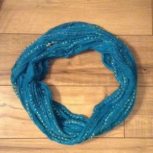 Blue Knit Infinity Scarf